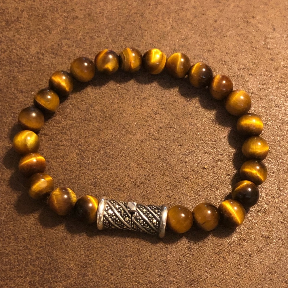 Genuine Tiger Eye and Marcasite Bracelet